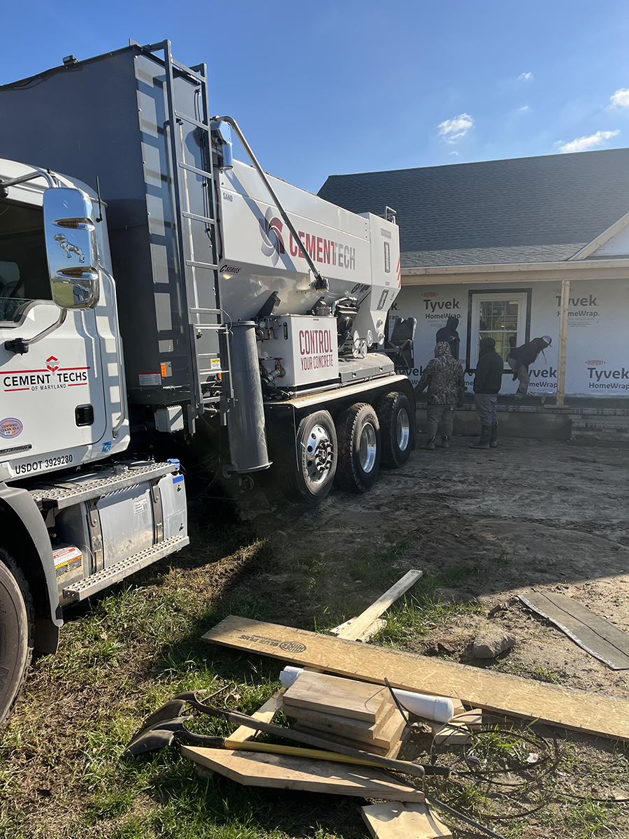Cement Techs MD pouring a concrete driveway on the eastern shore